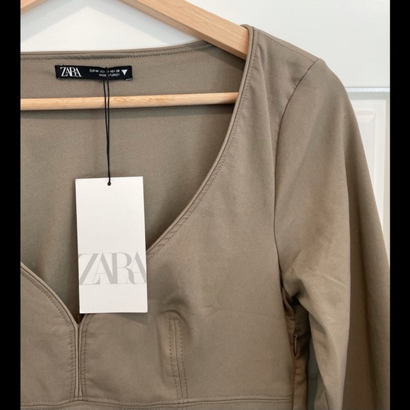 Zara Sweetheart Dress in Taupe/ Desert color - Picture 7 of 14